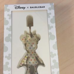 NWT Disney x Baublebar White & Multicolored Polka Dot Minnie Mouse Keychain/Bag Charm