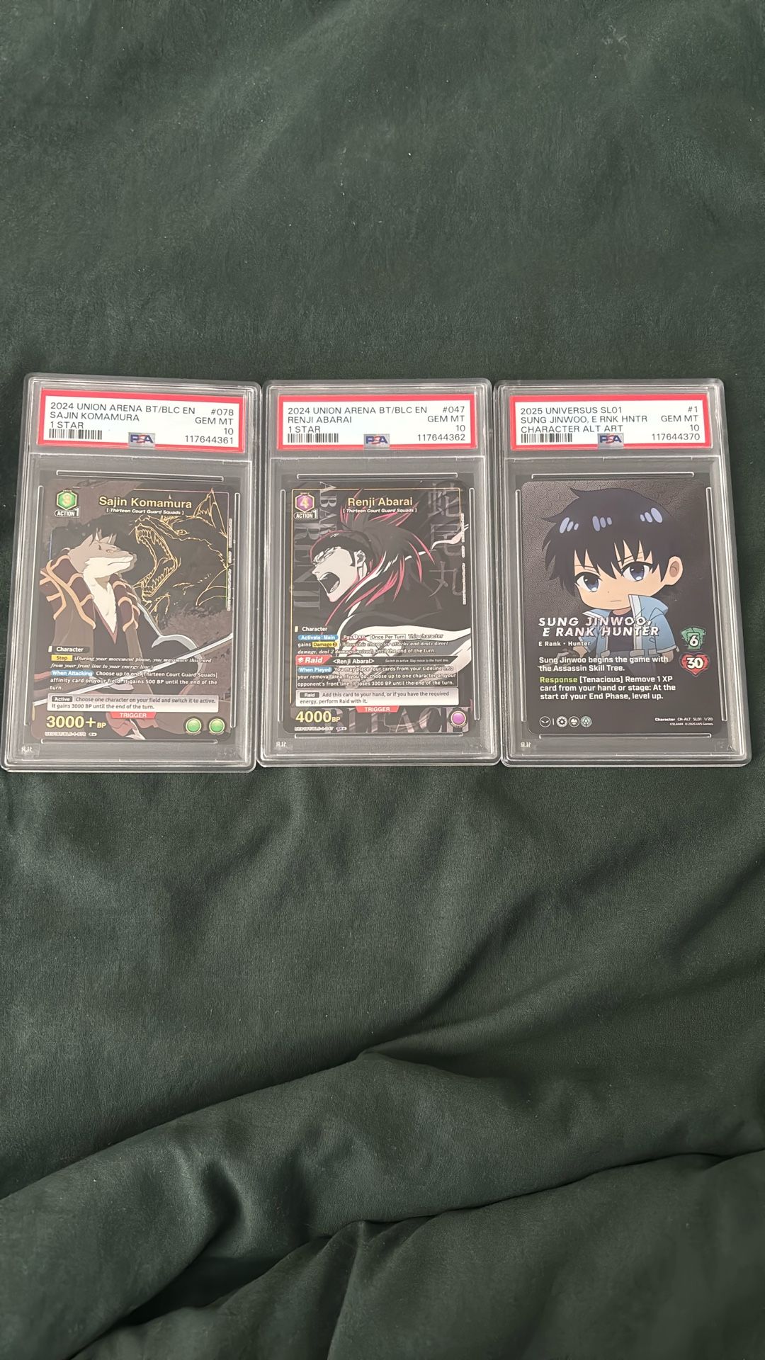 Renji / Komamura / Sung Jinwoo PSA 10 Slabs