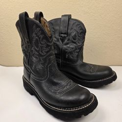 Ariat Fatbaby 14788 Black Deertan Leather Western Boots Womens Size 7B Cowgirl 