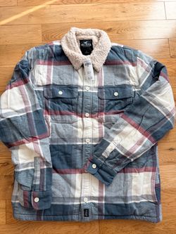 Hollister Plaid Flannel Sherpa-Lined Shirt Jacket Large
