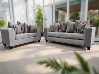 Gray Fabric Sofa And Loveseat 