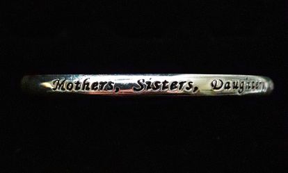 7" LA Rocks, engraved "Mothers Sisters Daughters Friends", Sterling Silver Bangle Bracelet