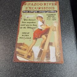 Old Looking Sign UP THE WAZZO BOAT TOURS