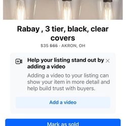 Rabay 3 Tier, Clear Covers, Black Metal