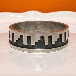 Southwestern Hopi Old Vintage Overlay Ring Sterling Silver Men Unisex Size 10