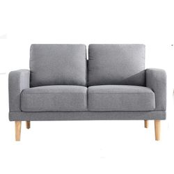 Husbedom 50" Small Modern Loveseat Sofa, Mid-Century Upholstered Loveseat 2-Seater Button Tufted Sofa with 2 Removable Backs for Small Spaces, Living 