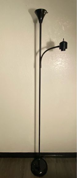 Black Torchiere Floor Lamp with Gooseneck Reading Light