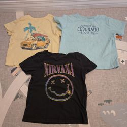 A Lot Of 3 100% Cotton T Shirt Size 4T Old Navy Nirvana Beach Surfing 