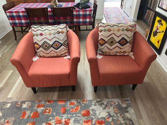 Matching Orange Barrel Chairs
