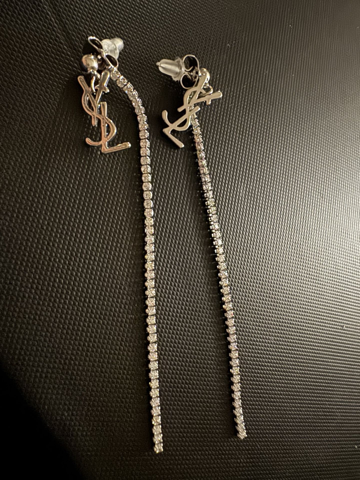 Silver Rhinestone Dangle Earrings 