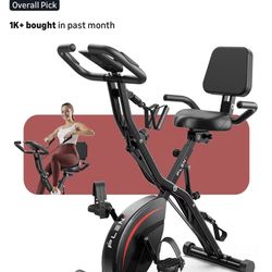 Pleny Folding Exercise Bike, 5 IN 1 Stationary Bikes for Home 6.6 LBS Flywheel, 330LB Weight Capacit