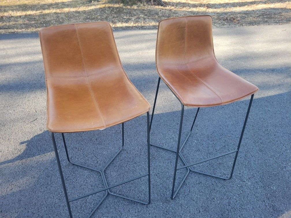 West Elm Leather Bar Stools