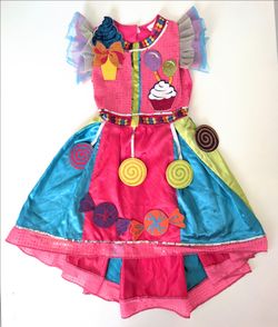 Candy Land Lollipop Dress Costume JoJo Siwa Halloween Size Medium 8-10 Girls