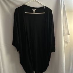 Cache size L open front black women’s cardigan tensel/wool/cashmere blend 
