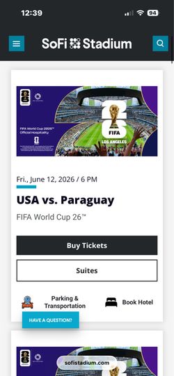 Sofi parking FIFA