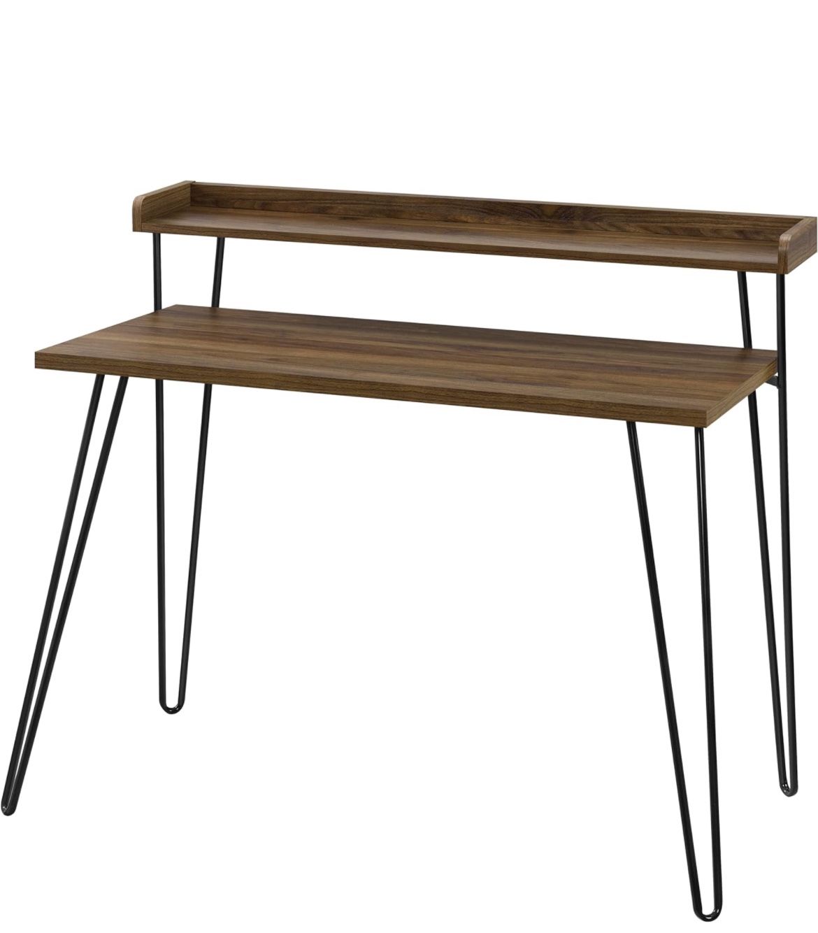 Ameriwood Home Haven Retro Computer Desk with Riser, Florence Walnut