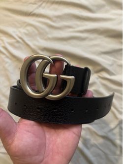 Gucci belt GG SILVER BUCKLE AND BLACK LETHER BELT