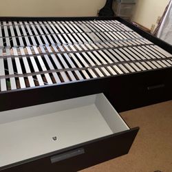 Ikea Brimnes Bed Frame With 4 Storage/ Headboard 