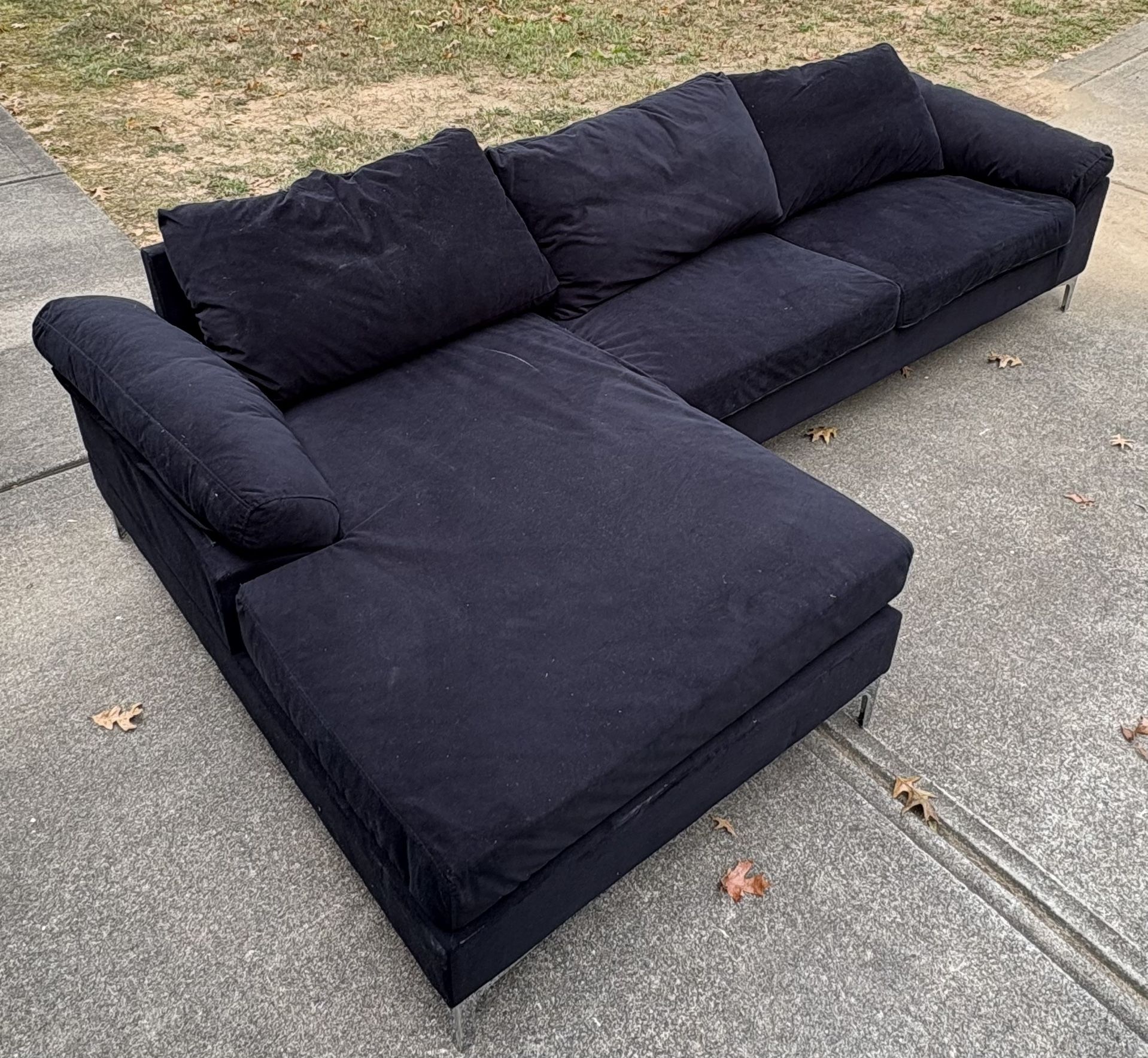 Black Velvet Sectional Sofa with Sofa Stand And Television Stand