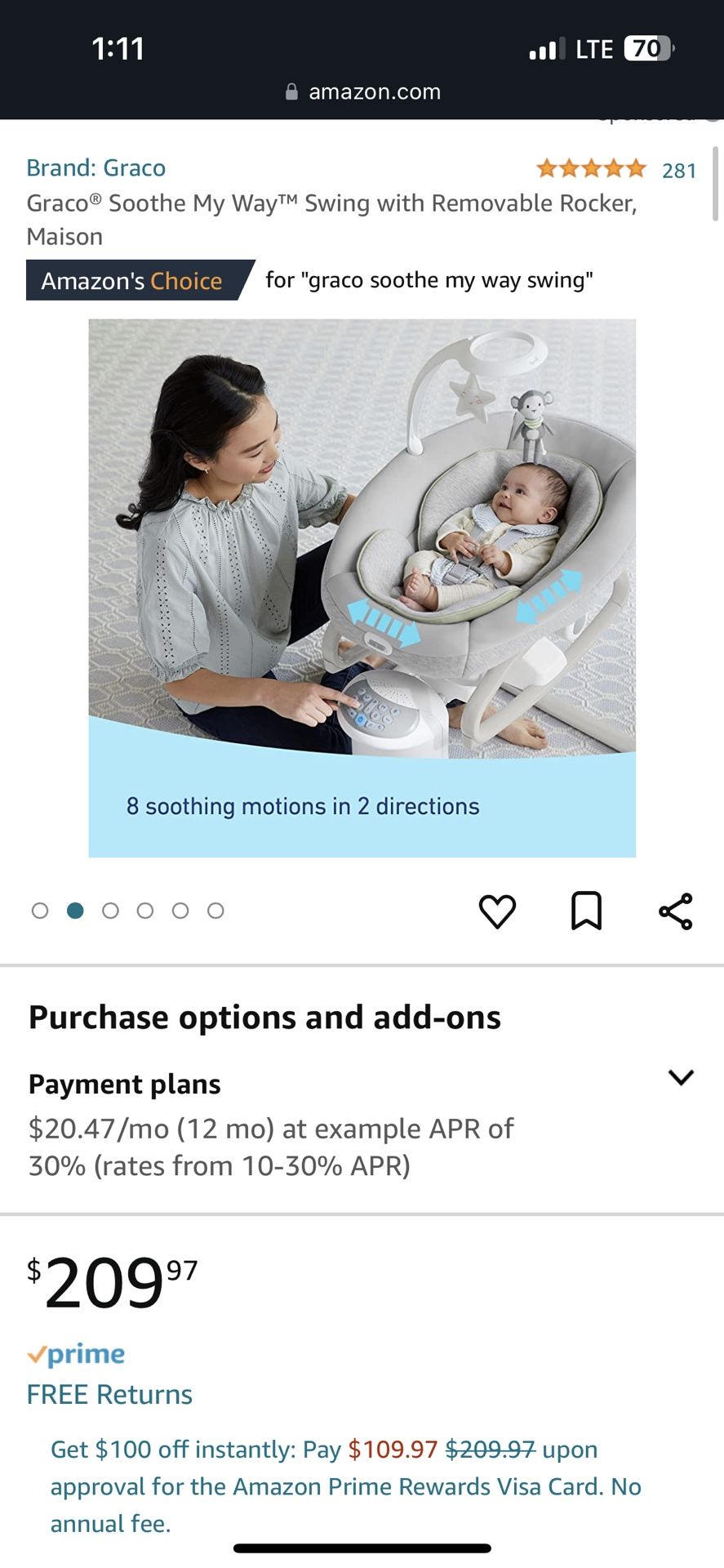 Graco Soothing Babay Swing