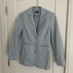 Vintage Light Blue Leather Jacket
