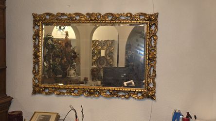 Antique Gold Leaf Frame 57" X 38" Wall Mirror