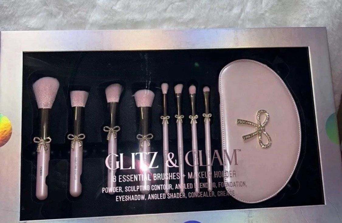 Glitz glam make up brush set pink bow