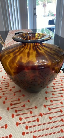 Amber Art Glass Vase