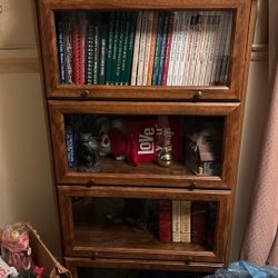 Wooden Bookcase with four glass doors