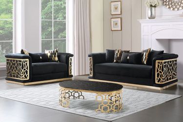 Sofa and Loveseat Black Velvet, New Especial price