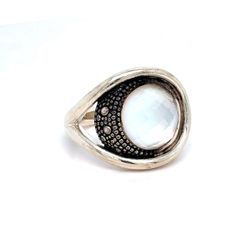 Michael Dawkins Silver Ring with Faceted White Stone