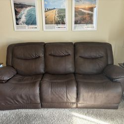 Brown Three Seat Recliner Couch