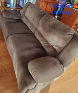 Reclining Brown Couch, 7' long, Pickup in Huntley. Smoke free home.