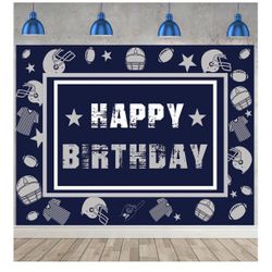 Football Backdrop for Birthday Party 7X5FT Navy Blue Cowboy Photography Background Football Themed Sports Fans Party Decor Supplies Banner Photo Props