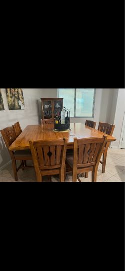 Wood dining table with chairs