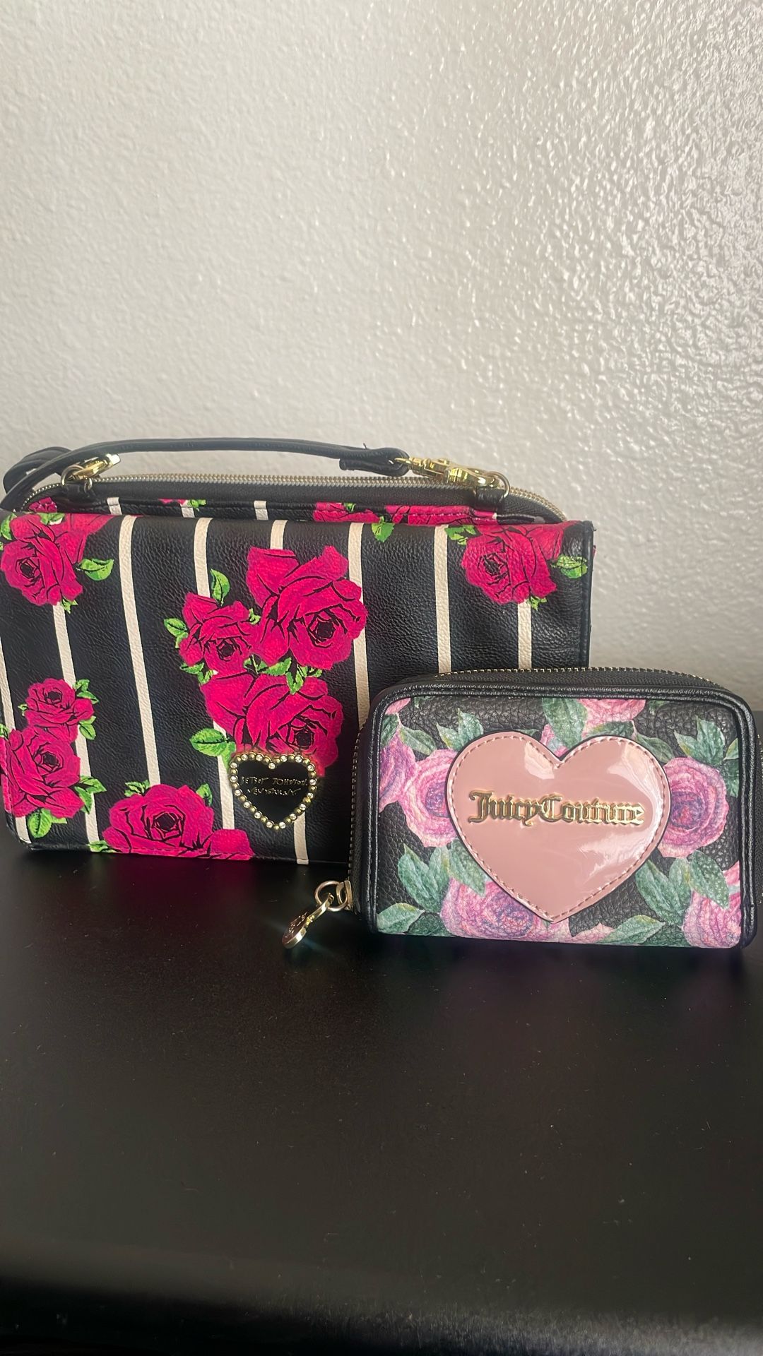 Juicy Couture Floral Pink Wallet And Betsey Johnson Cross Body Bag