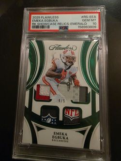 2025 Flawless Emeka Egbuka RK Showcase Relics Emerald PSA 10
