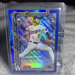 2025 Topps Short Print Roki Sasaki Blue Glitter Color Match Rookie Refractor
