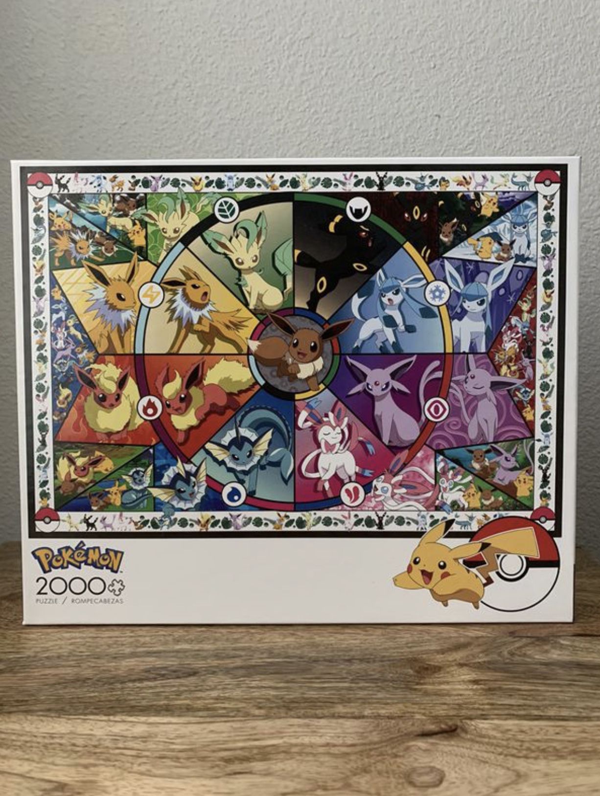 NEW Pokemon Buffalo Games Eevee Stained Glass 2000 Jigsaw Puzzle