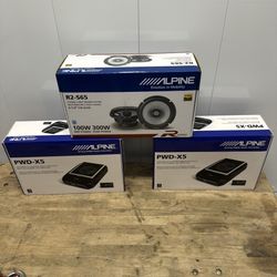 Alpine Models PWD-X5 DSP Powered Subwoofers  Alpine  RS265 Hi Resolution Speakers 