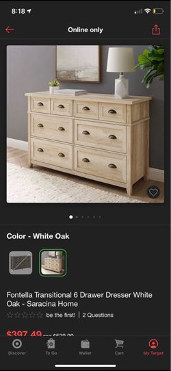 White Oak Dresser with 6 Drawers