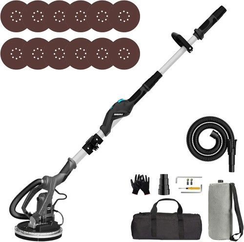 Drywall Sander with Vacuum, IMQUALI® 9.5A 1050W Electric Sander Tool with Variable Speed RPM, Popcorn Ceiling Removal Tool with Extendable Han