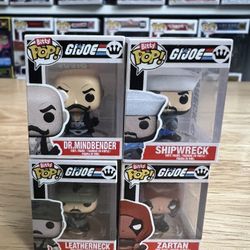ALL 4 BITTY G.I. Joe Funko Pops CHASE Dr. Mindbender Shipwreck Zartan Retro Toys