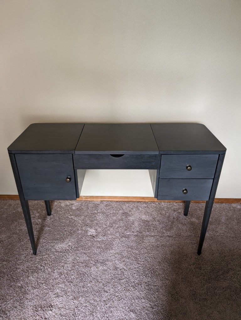 Grey Flip Top Vanity Desk with Mirror