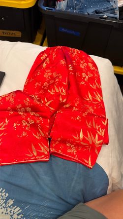 Red Gold Floral Brocade Traditional Garment