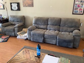 Power Reclining Sofa and Matching Recliner Chair Set