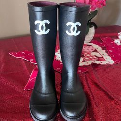 chanel rain boots