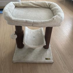 Small cat tower with scratching and massaging post