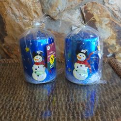 3 Snowman Candle Set