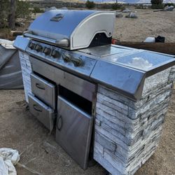 Charmglow Outdoor Kitchen BBQ Grill – Built-In Stone & Stainless – Heavy Duty